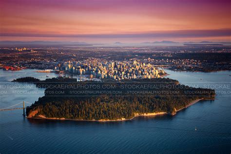 Aerial Photo Stanley Park At Sunset