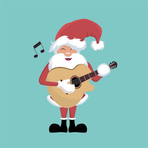 Christmas Card Of Santa Claus Playing Guitar 4179258 Vector Art At Vecteezy