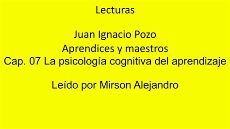 Juan Ignacio Pozo Aprendices Y Maestros Cap La Psicolog A