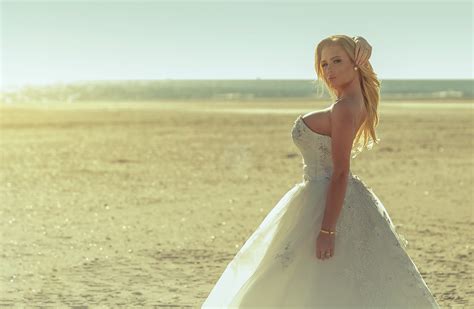 Wallpaper Women Outdoors Model Sand Photography Big Boobs Wedding Dress Spring Romance
