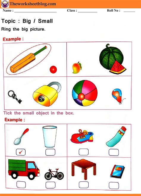 Kindergarten Worksheets Big And Small Concept Pictures Worksheets