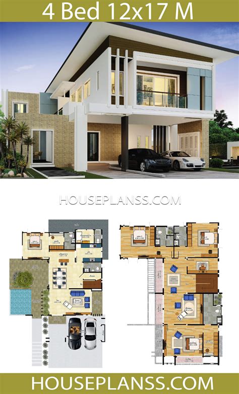 House Design Idea 12x17 With 4 Bedrooms House Plans S House Outside