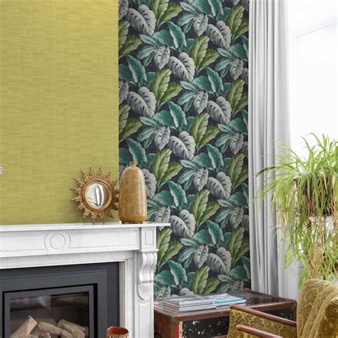 Grandeco Botanical Tropical Leaves Pattern Wallpaper Tree Leaf Textured