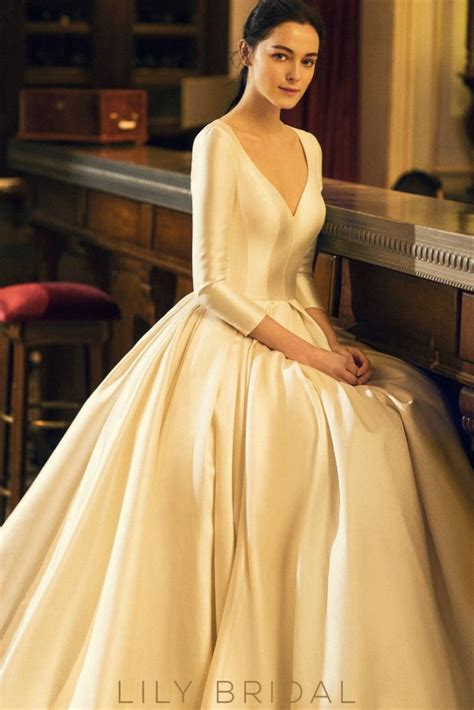 Long Sleeve Silk Ball Gown Wedding Dress Nachmacherin80