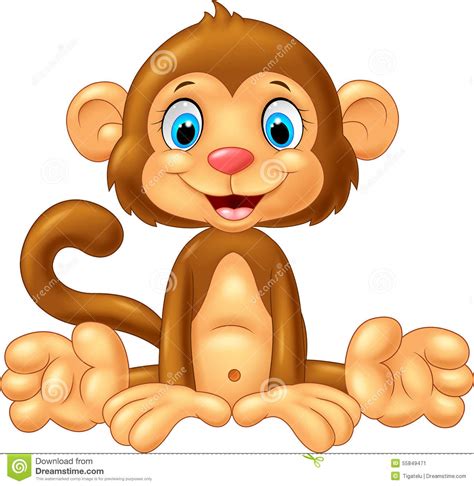 Cartoon Cute Monkey Sitting Stock Vector Image 55849471