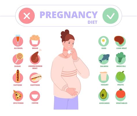 Premium Vector Pregnant Woman Diet Pregnancy Food Rich Iron Vitamins Healthy Nutrition For