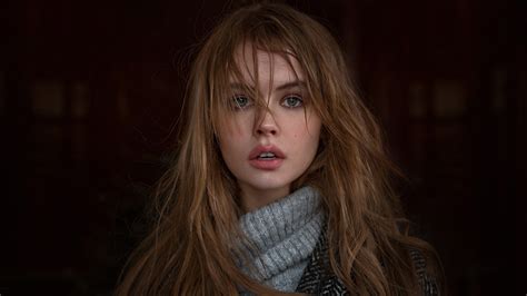 Wallpaper Anastasia Scheglova Blonde Face Portrait Simple