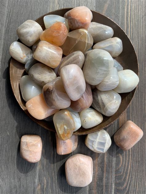 5 Polished Moonstone Tumbled Stones Crystal Healing Wire Etsy