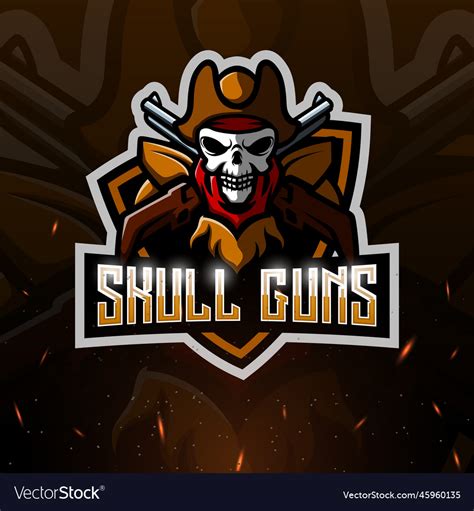 Skull Guns Mascot Sport Logo Design Royalty Free Vector
