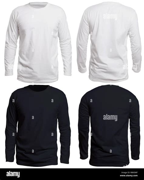 Blank Long Sleeve Shirt Mock Up Template Front And Back View Isolated