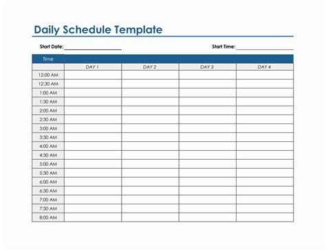 Ms Excel Schedule Template