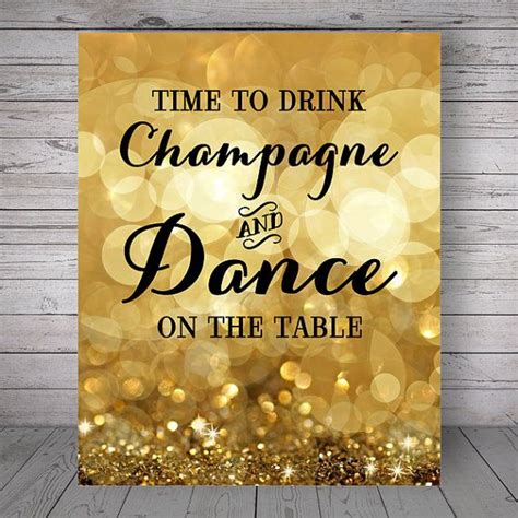 Time To Drink Champagne Sparkle Gold Bokeh Glitter Etsy Printable