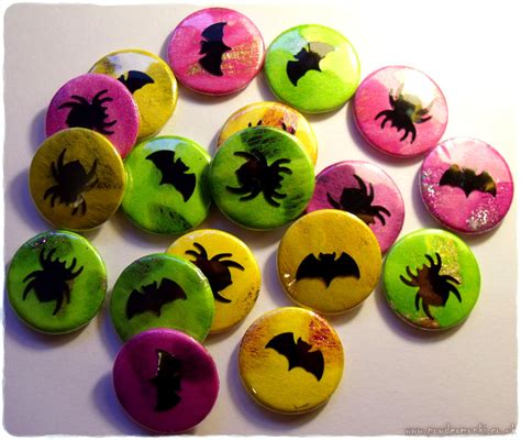 Neon Bat And Spider Halloween Button Badges Powder Monki