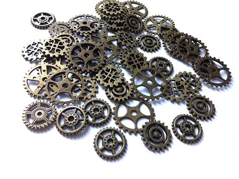 50pcs Mixed Steampunk Gears Antique Bronze Charms Pendants 15 To 25mm