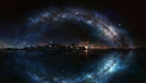 Wallpaper Night Water Rock Milky Way Nebula Atmosphere Island