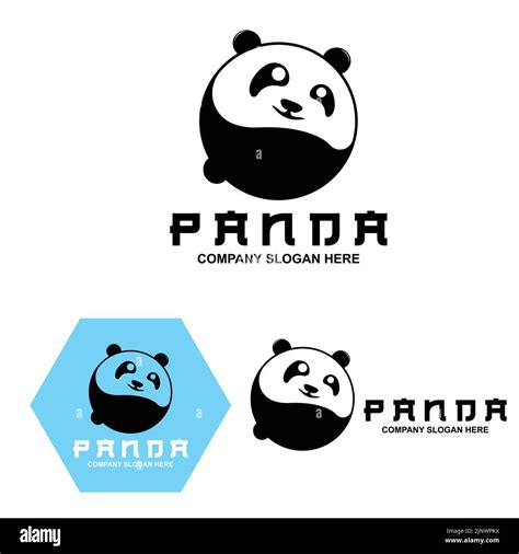 Cute Panda Logo Vector Design Animal Background Illustration Stock