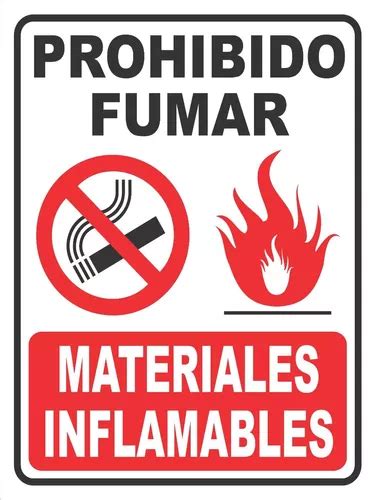 Cartel Prohibido Fumar Materiales Inflamables 22x28 Cm MercadoLibre