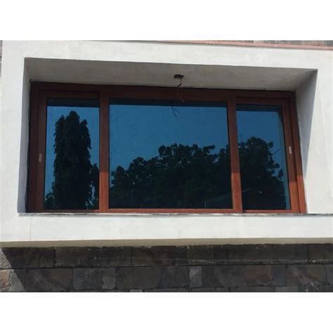 Powder Coated Matte Brown Aluminium Sliding Window For Home Modern At