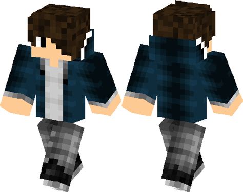 Cool Guy With Dark Blue Jacket And Grey Pants Minecraft Skin
