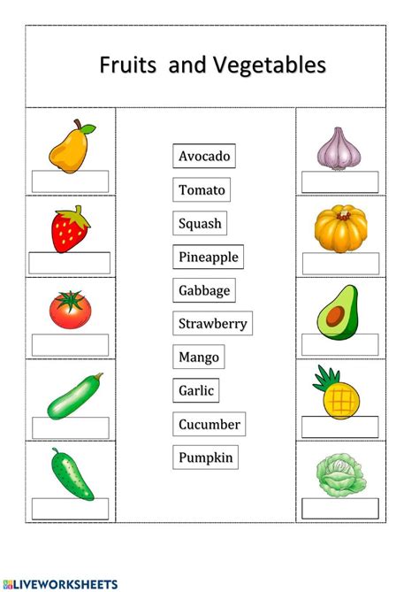 Fruits And Vegetables Interactive Worksheet Fruits And Vegetables