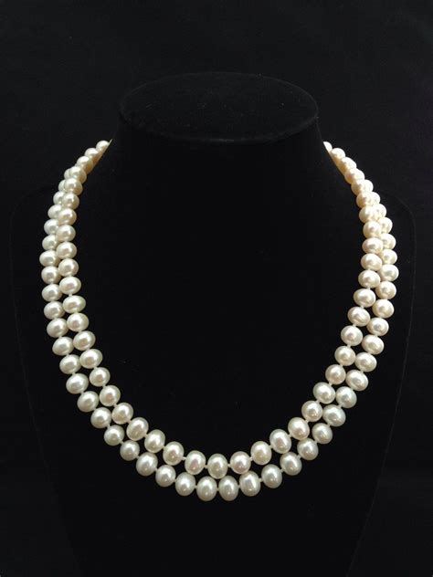 Genuine Pearl Necklace Aa Pearl Necklace Double Strand Pearl