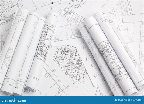 Paper Architectural Drawings And Blueprint Stock Image Cartoondealer