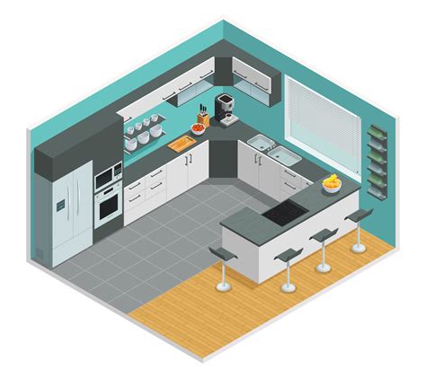 Kitchen Interior Isometric Design 484913 Vector Art At Vecteezy