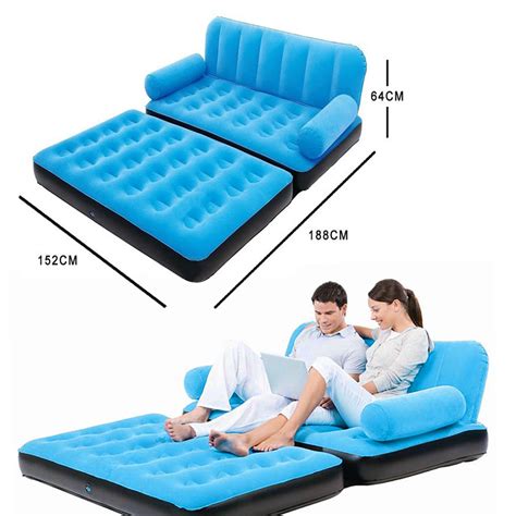 Inflatable Pull-Out Sofa Couch &amp; Full Double Air Bed