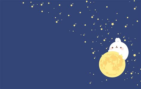 Free Download Wallpaper Night Mood The Moon Minimalism Stars Art Molang X For Your