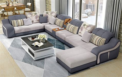 my aashis luxury modern u shaped leather fabric corner sectional sofa set design