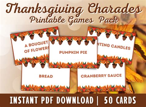 Thanksgiving Charades Game Boutique Printables