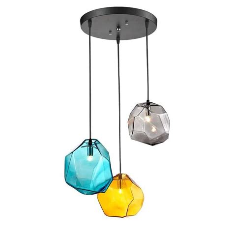 Luxury Modern Creative 3pcs Crystal Glass Pendant Lighting Ice Cube Pendant Lamp Polygon Glass