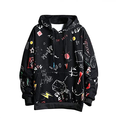 Mens Graffiti Hoodies Print Sweatshirt Fashion Tracksuit Casual Hip Hop Funny Coat Amazonca