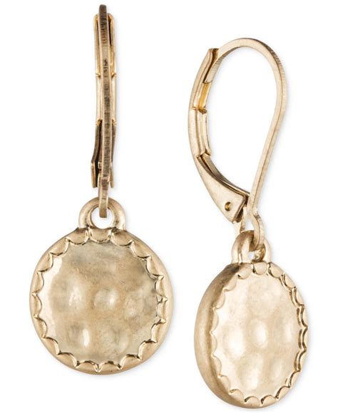 Lonna And Lilly Gold Tone Hammered Disc Drop Earrings In Gold Lyst