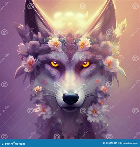 Fantasy Wolf With Flowers Stock Illustration Illustration Of Fantasy
