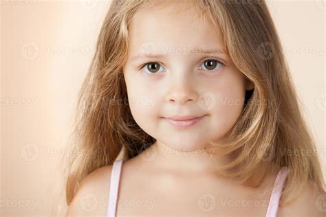 Happy Little Girl With Beautiful Big Eyes 949940 Stock Photo At Vecteezy