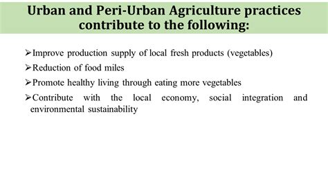 Urban Agriculture High Value Crops Development Program Department