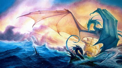 Fond Décran Dessin Illustration Art Fantastique Dragon