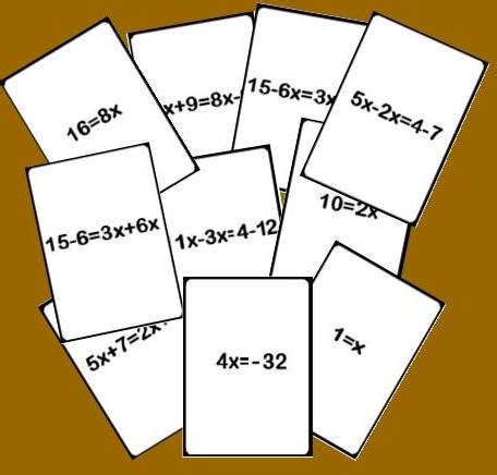 Juegos matemáticos 2 eso para imprimir : BARAJA DE PASOS DE UNA ECUACIÓN | Juegos y matemáticas