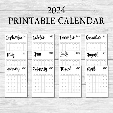 2024 Calendar Printable Blank Design Monthly Calendar Monday Start