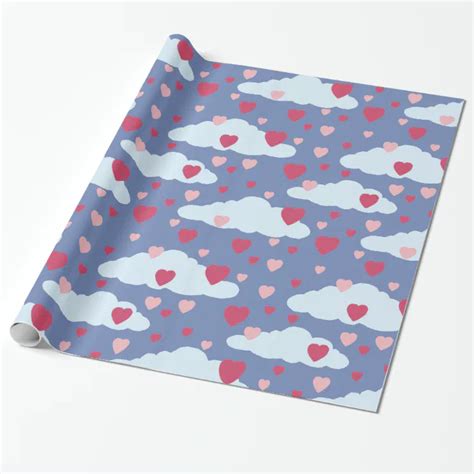 Сloud Hearts Valentines Day Wrapping Paper Zazzle