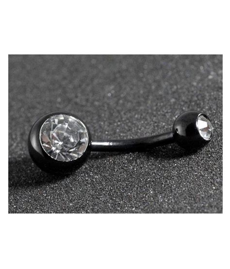 L Surgical Steel Screw Round Cubic Zirconia Belly Button Ring Body