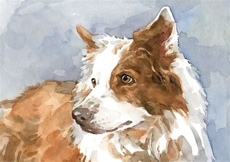Hand Crafted 5x7 Custom Pet Watercolor by david scheirer watercolors
