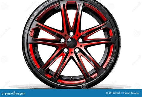Vector Sport Car Wheel With Red Brake Gear Free Generative Ai Stock