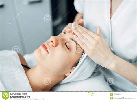 Face Massage To Female Patient Cosmetology Clinic Stock Image Image Of Beauty Head 123008295