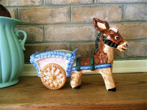 Donkey And Cart Large Hand Painted Occupied Japan Big Colorful Etsy