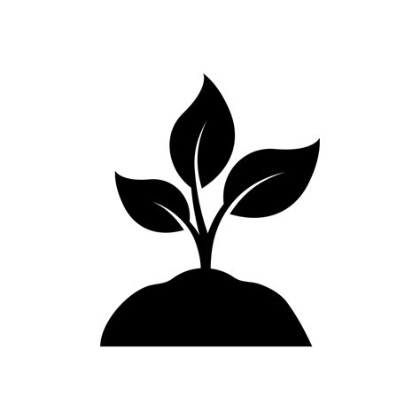 Sprout Of Plant In Ecology Garden Silhouette Icon Organic Growth Leaf