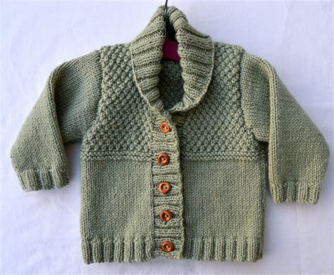 Baby Boy Sweater Cardigan In Pistachio Green Shawl Collar