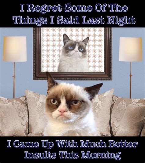 Grumpy Cat Says I Regret Some Of The Things I Said Last Night I Came