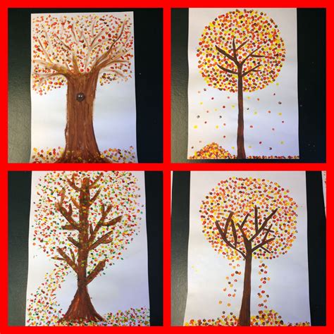 Q Tip Fall Trees Kids Paint Night Autumn Trees Fall Crafts For Kids